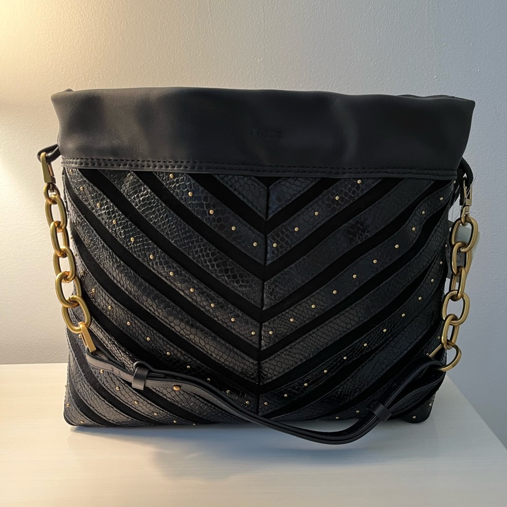 NWT FOSSIL LEATHER GIGI SHOULDER BAG BLACK